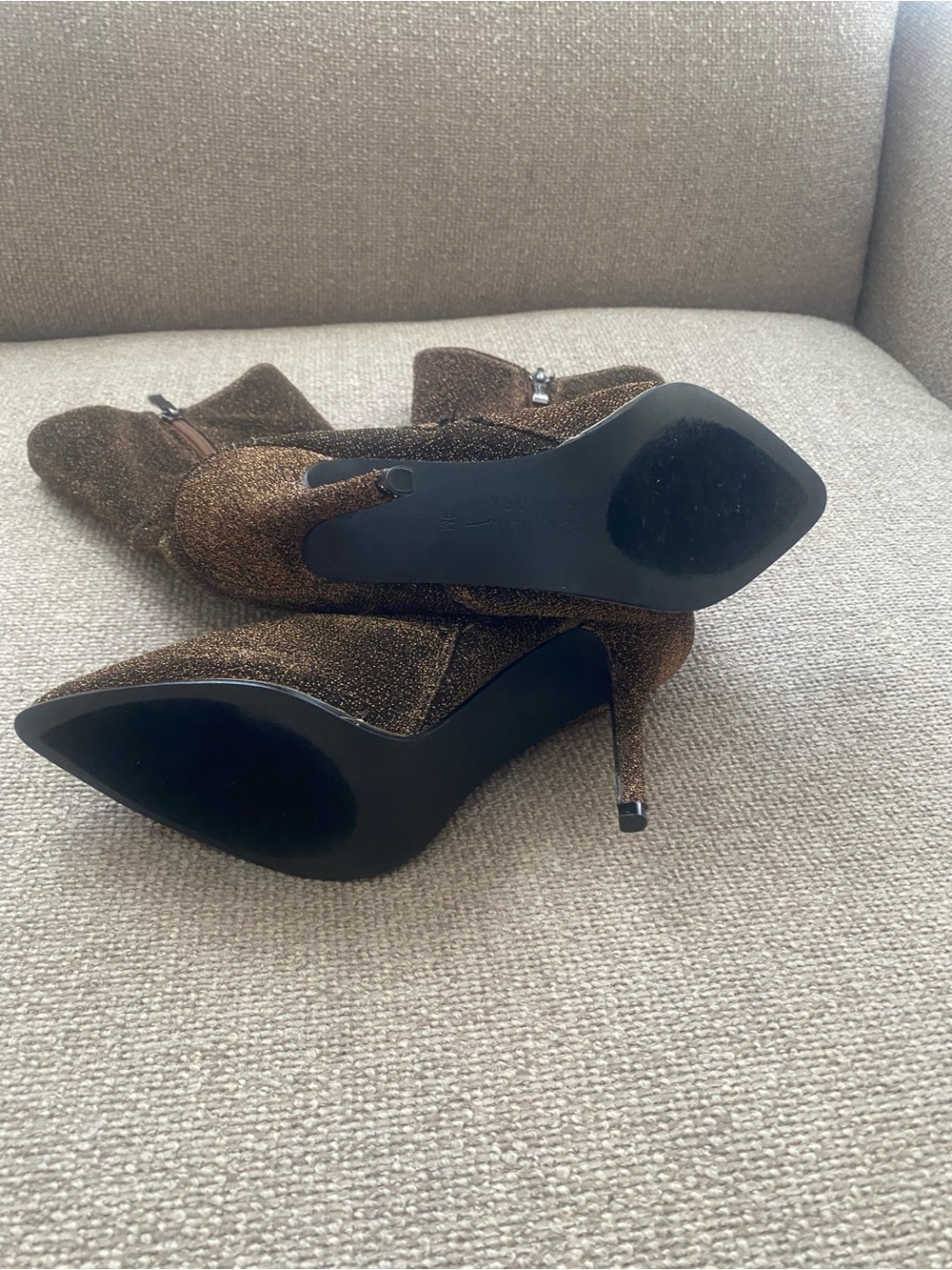 Nicole Miller Black Metallic Sparkle Pointed-Toe Ankle Boots - Picture 6 of 7